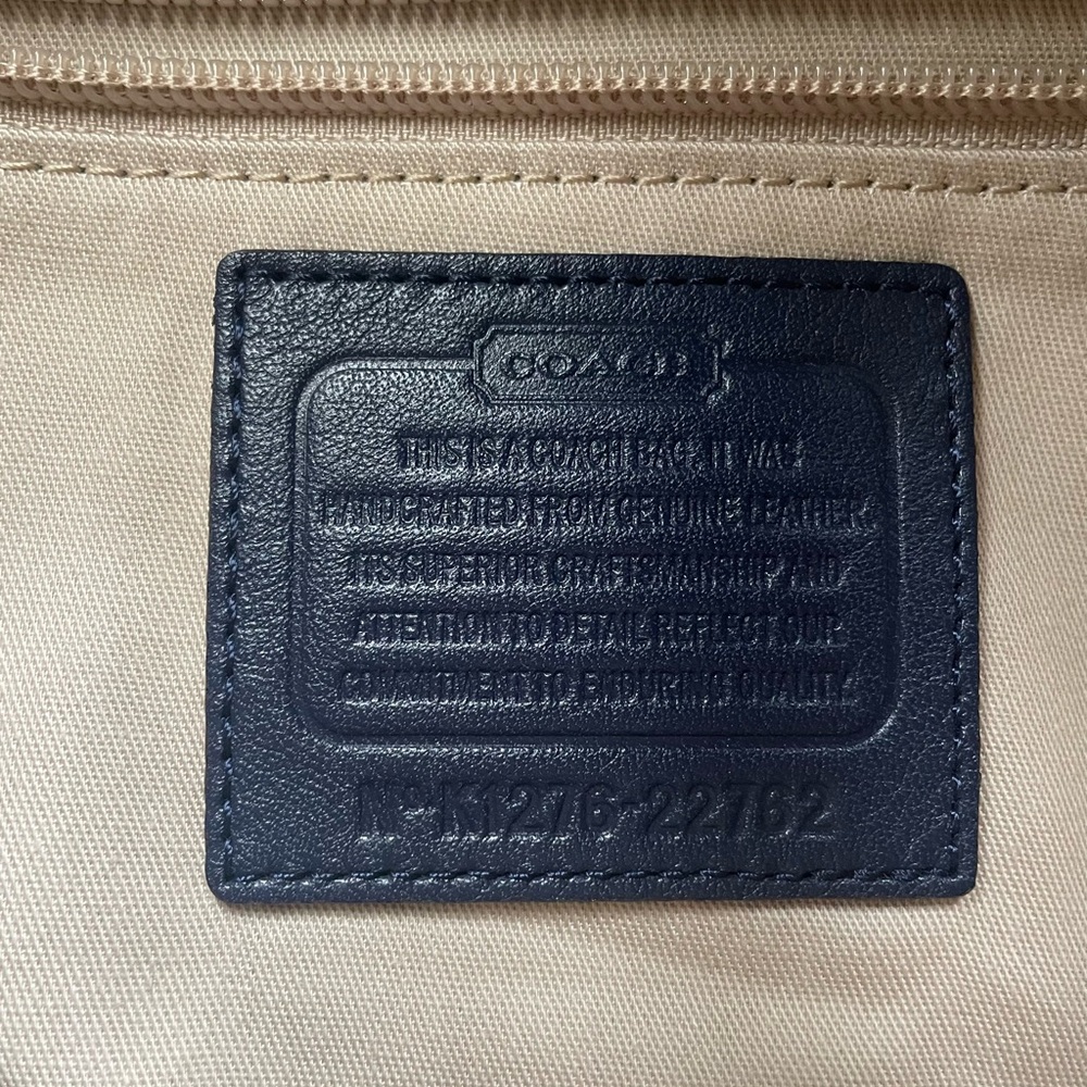 🌻Sale🌻 Coach Leather Navy Blue Leather Bag with Yellow Accents - Picture 12 of 13